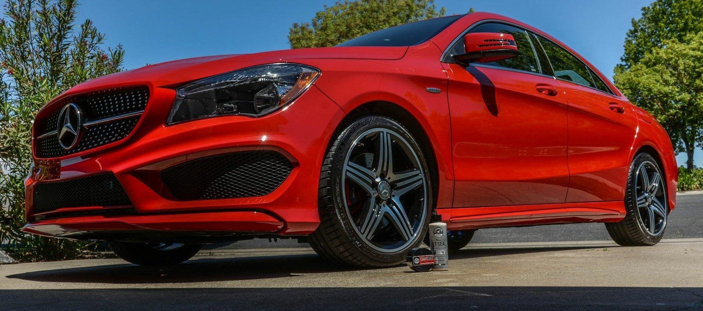 Red Mercedes after a 2-stage paint correction, showing a smooth, high-gloss finish with vibrant color.