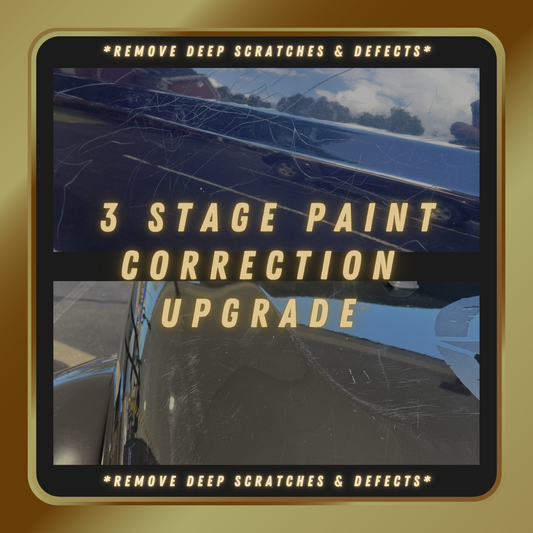 Image showing a vehicle with visible deep scratches, with the text 'Remove Deep Scratches and Defects' displayed