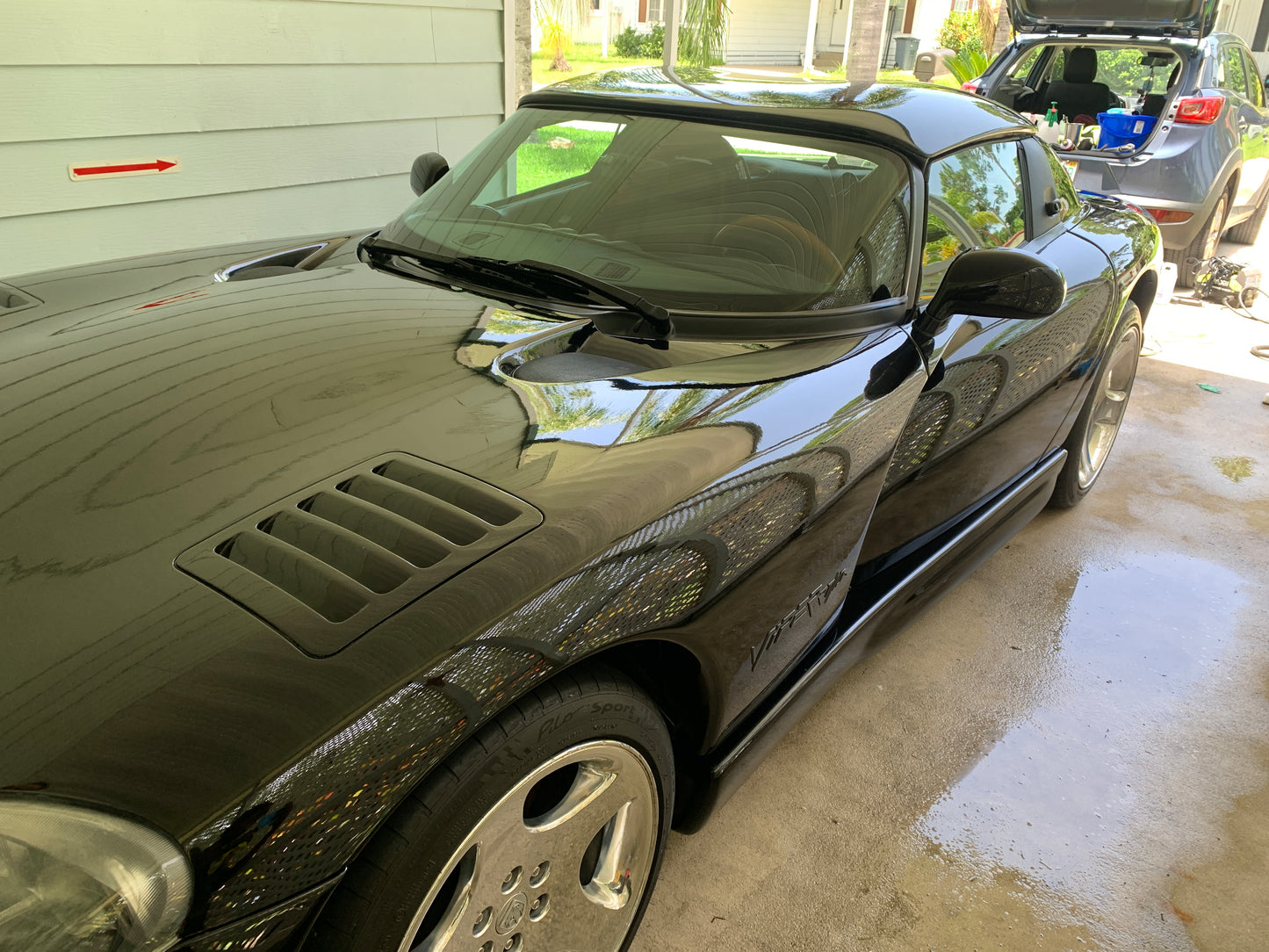 Black Dodge Viper after our 2-stage paint correction, looking brand new.