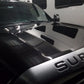 Close-up of a super shiny hood after a 2-stage paint correction, with the client's RV reflected in the paint.